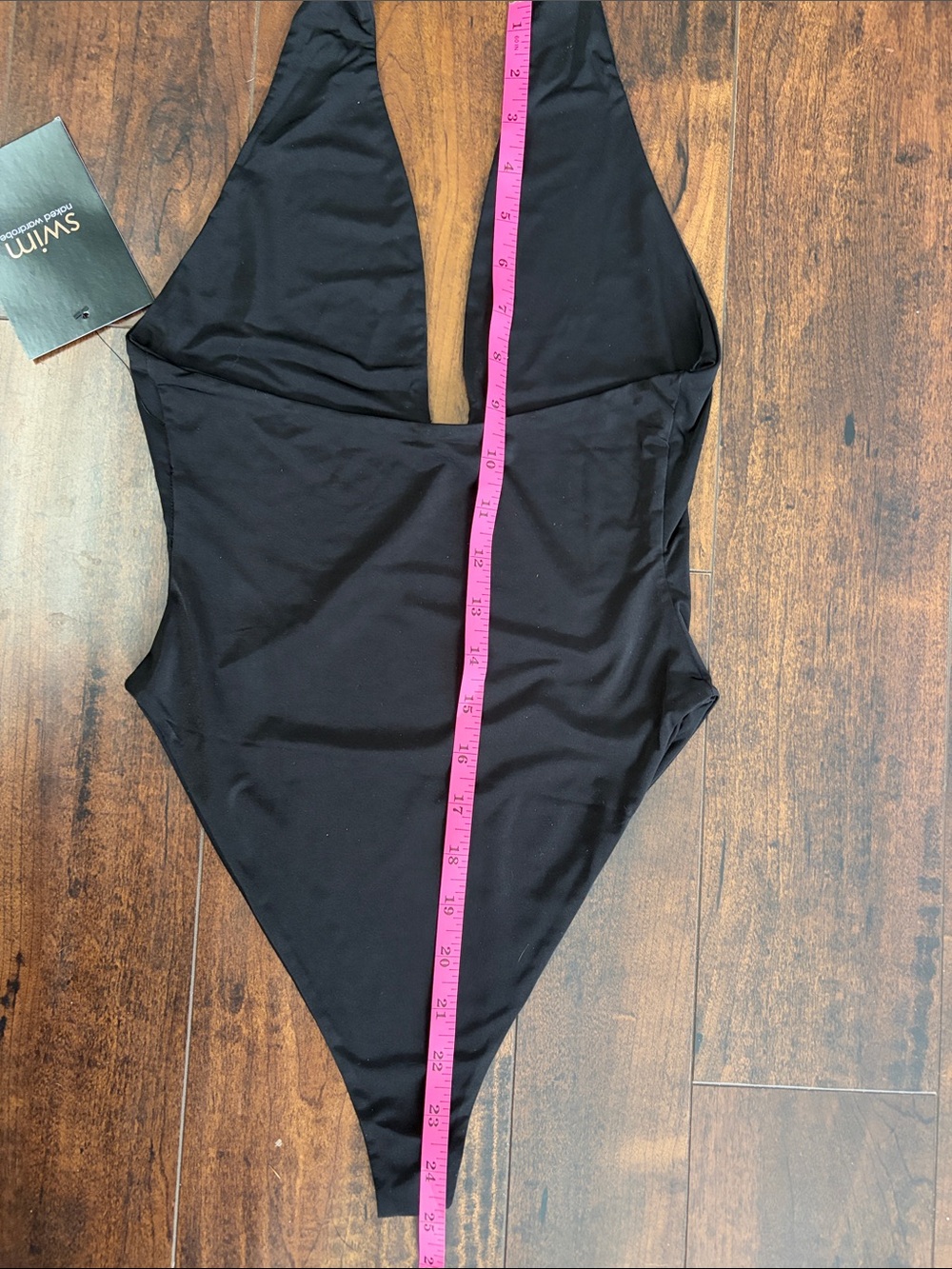 Naked Wardrobe Black Plunging Halter One-Piece Swimsuit Size Small - Picture 3 of 6